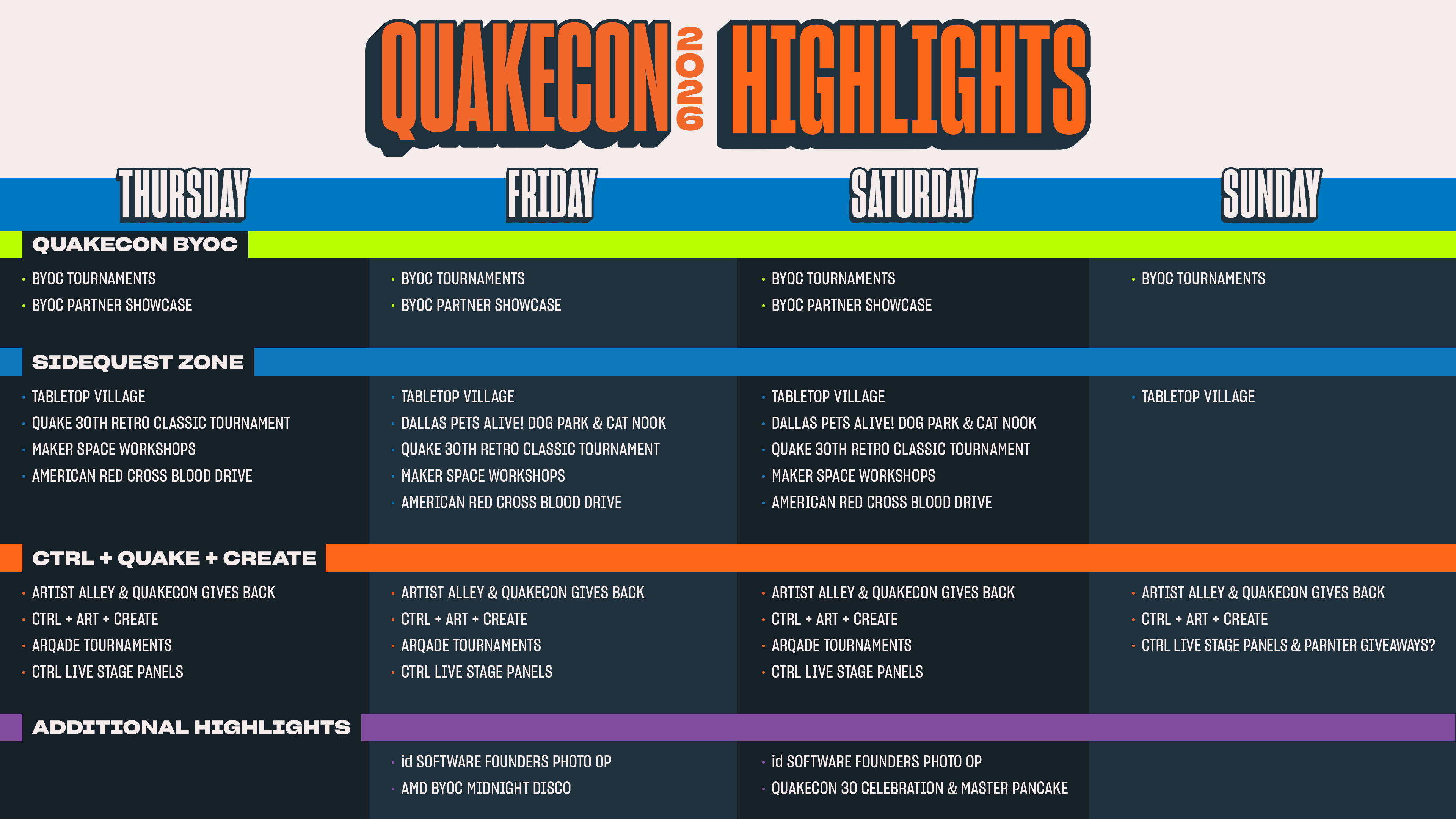 QuakeCon 2026 Schedule Highlights