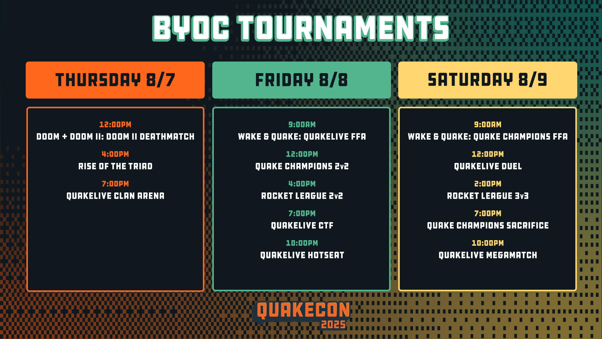 BYOC Tournaments Schedule